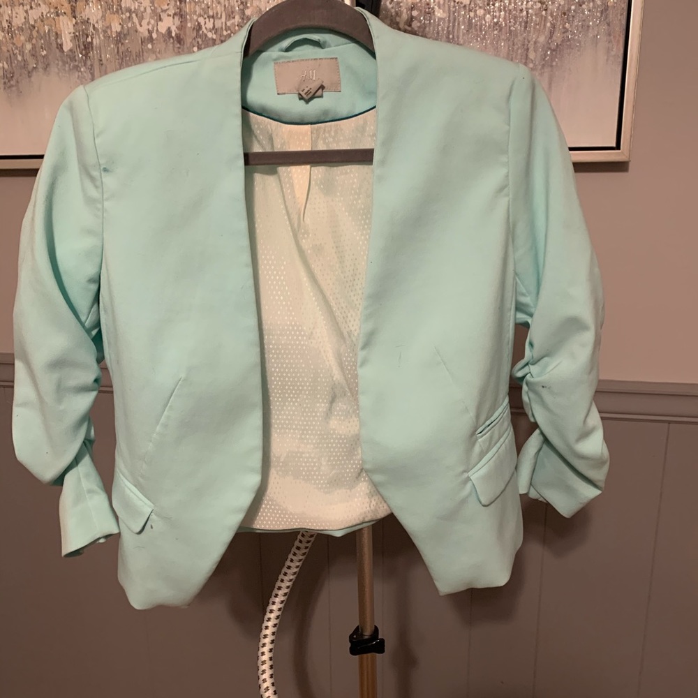 Cropped blazer from H&M- mint colored